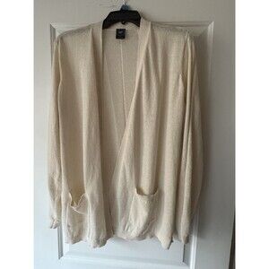 Gap Open Front Cardigan Women’s Size XL Linen Blend‎ Front Pockets Ivory
